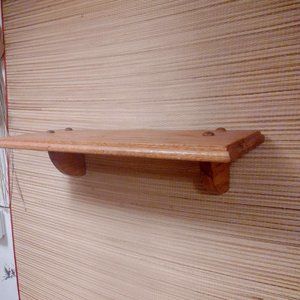 Vintage 18.5" Floating real wood oak shelf with installed hanging hardware